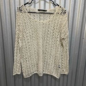 White Crochet Long Sleeve Top